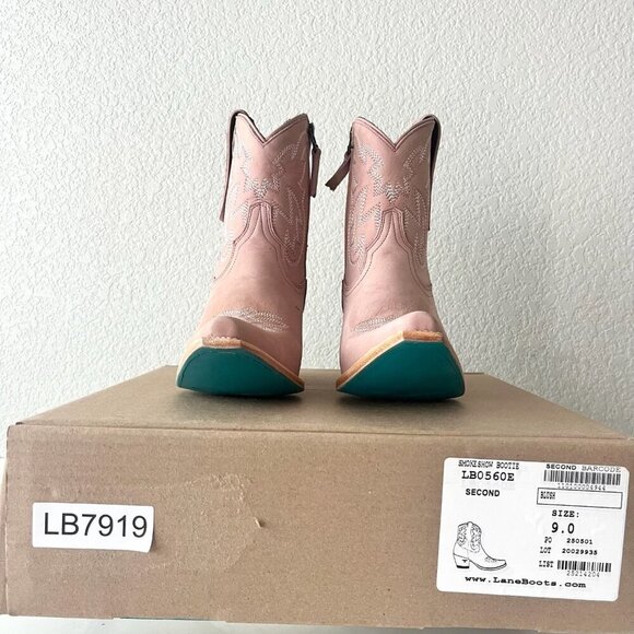 Lane SMOKESHOW Pink Cowboy Bootie Womens 9 Pink Western Cowgirl Short Boots - Picture 13 of 14